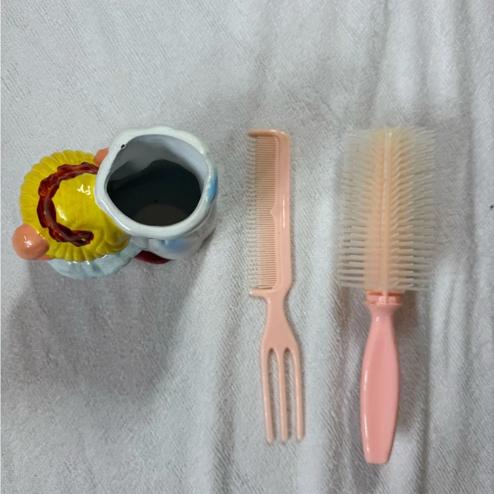 VINTAGE Ballerina Brush and Comb Set Ceramic Holder #6195 NEW‎